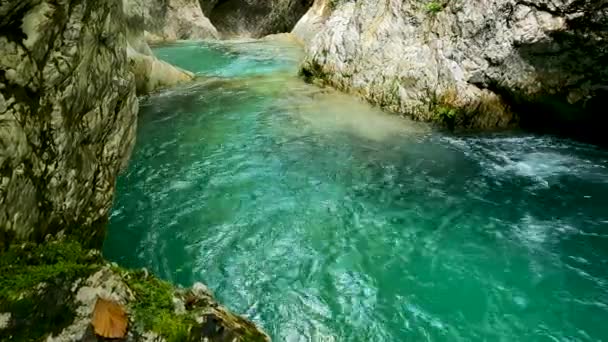 Alpská Krajina Potoce Zelenou Vodou — Stock video