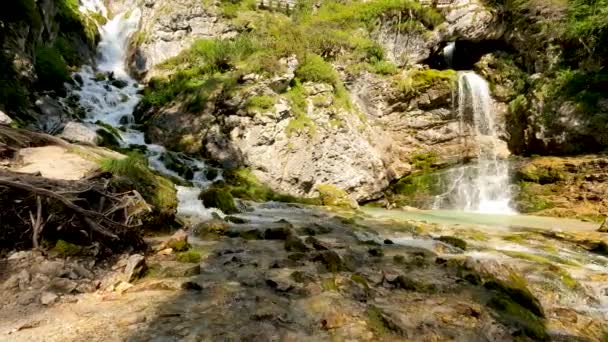 Nordic Landscape Valesinella Falls — Stockvideo