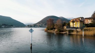 Hava Aracı - Lugano Gölü üzerinde gün batımı manzarası