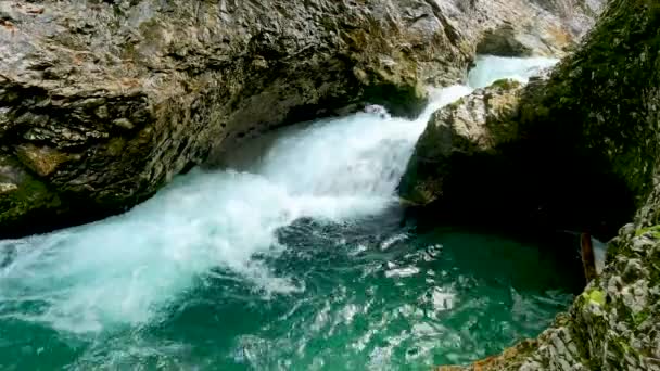 Paisaje Alpino Con Torrente Agua Verde — Vídeos de Stock