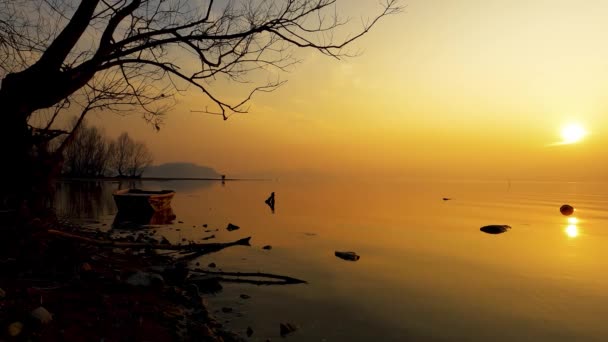 Paysages Spectaculaires Coucher Soleil Sur Lac — Video