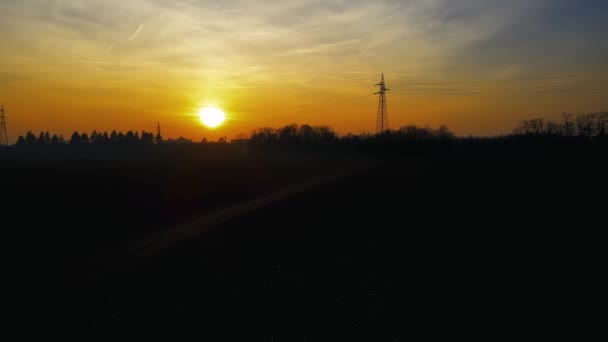 Drohne Aus Der Luft Landschaft Bei Sonnenuntergang Wald — Stockvideo