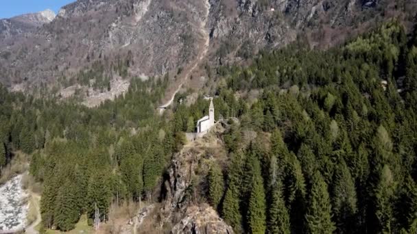 Aerial Drone Landscape Medieval Church Santo Stefano — ストック動画