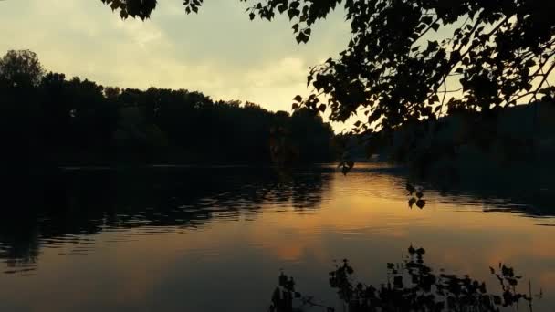 Landschaft Bei Sonnenuntergang Fluss — Stockvideo