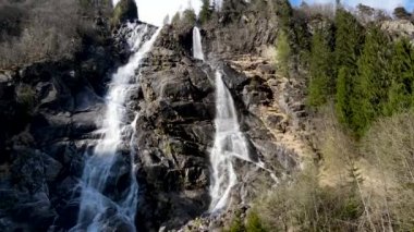Aerial Drone - Dolomite landscape on the Nardis Waterfalls