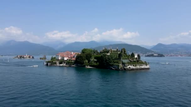 Aerial Drone Beauties Italy Mother Island Lake Maggiore Italy — Αρχείο Βίντεο