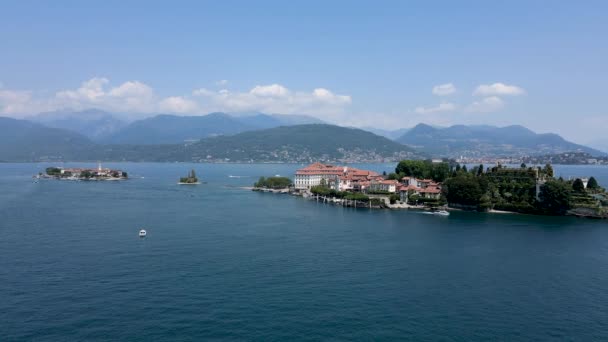Aerial Drone Beauties Italy Mother Island Lake Maggiore — Stock Video