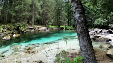 Landscape on a Turquoise Lake in the Italian Dolomites