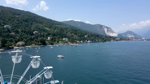 Aerial Drone Landscape Lake Maggiore — Vídeo de Stock