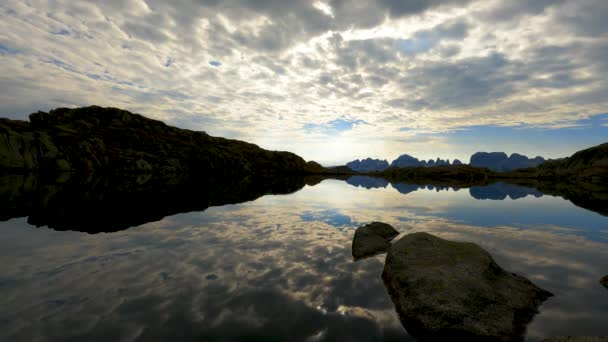 Spectacular Landscapes Sunrise Black Lake Dolomites — Vídeo de Stock