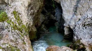 Aerial Drone - Landscape with Canyon Stream and Turquoise Water