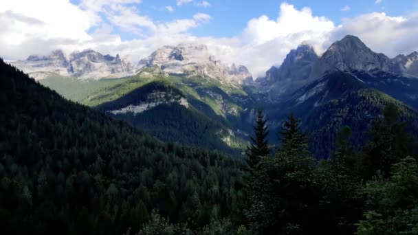 Drone Aereo Paesaggio Alpino Nelle Dolomiti Italiane — Video Stock