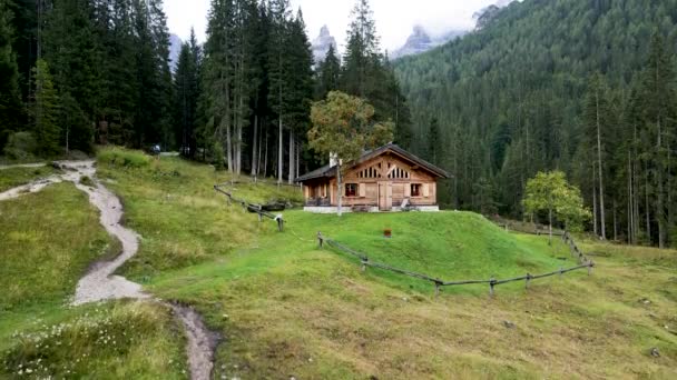 Aerial Drone Alpine Landscape Italian Dolomites — Stock Video