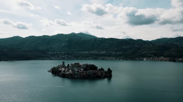 Aerial Drone Summer Landscape Lake Orta — Video