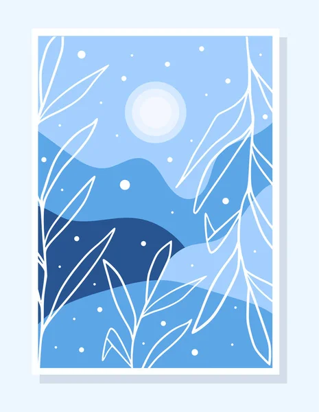 Winterposter Van Blauwe Achtergronden Voor Social Media Verhalen Met Sneeuwvlokken Stockvector