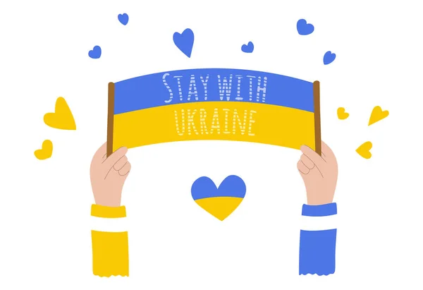 Handgetekende Oekraïense Vlag Handen Kleur Geïsoleerd Witte Achtergrond Elementen Voor Rechtenvrije Stockillustraties