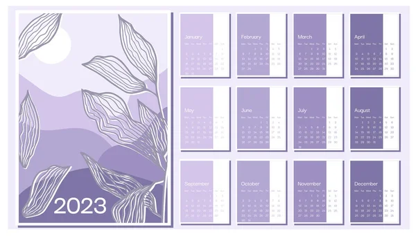 2023 Abstract Vector Kalender Ontwerp Formaat Week Start Maandag Pagina Stockillustratie