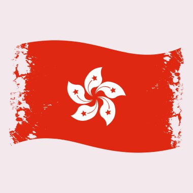 Hong Kong dalgalı grunge Fırça Bayrağı Tasarımı