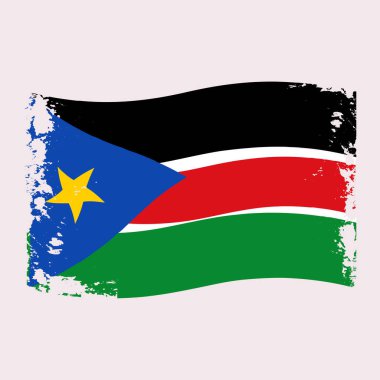 Güney Sudan dalgalı grunge Fırça Bayrağı Tasarımı