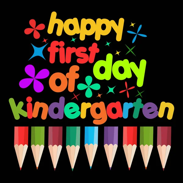 Happy First Day School Vector Typography Design — Stock Vector