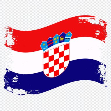 Hırvatistan Şeffaf Suluboya Boyalı Fırça Bayrağı