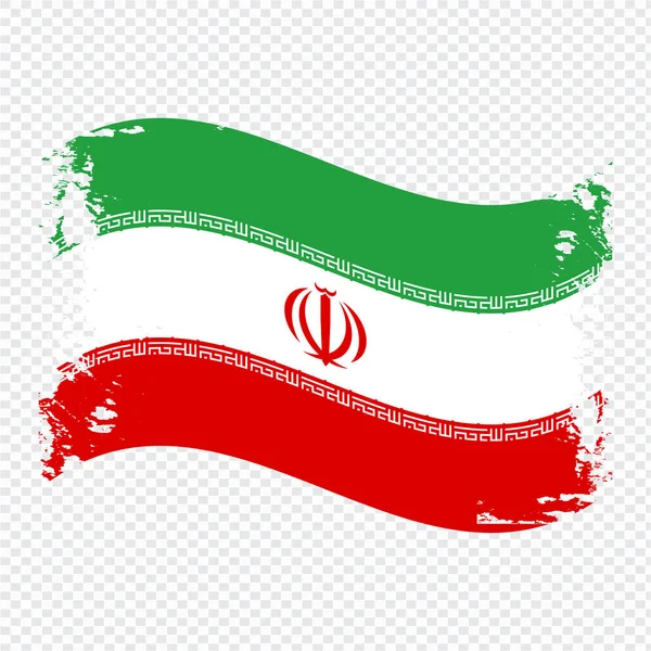 Iran Golvende Brush Flag Ontwerp Transparante Aquarel Geschilderde Penseel — Stockvector