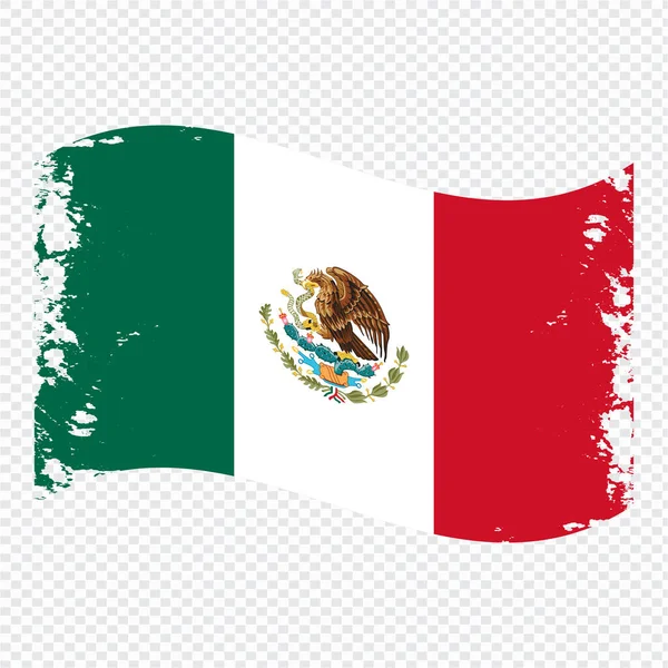 Mexiko Flagge Transparent Aquarell Pinsel Gemalt — Stockvektor