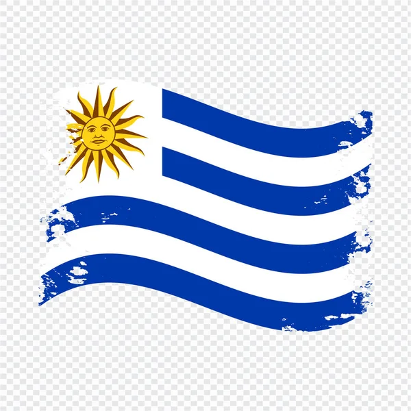 Uruguay Flagga Transparent Akvarell Målad Borste — Stock vektor