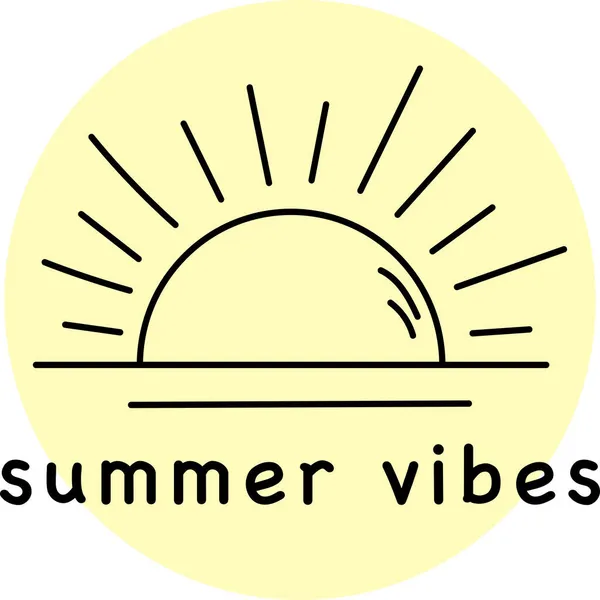 Gelbe Sommerstimmung Kreis-Logo mit Sonne — Stockvektor