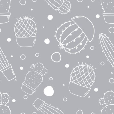 Gri ve beyaz kaktüssüz kaktüs deseni