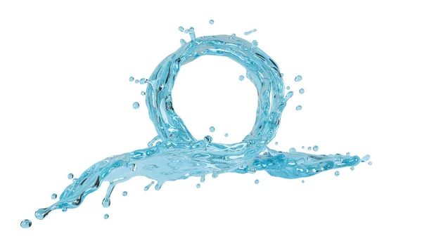 Illustration Von Blauem Wasserspritzer Auf Weißem Hintergrund Mit Clipping Pfad — Stockfoto