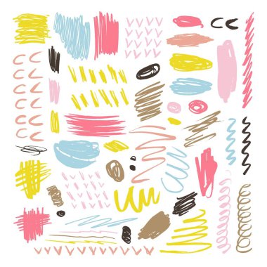 Beyaz arkaplanda izole edilmiş renk fırçası pint ve desen seti