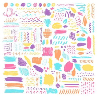 Beyaz arkaplanda izole edilmiş renk fırçası pint ve desen seti