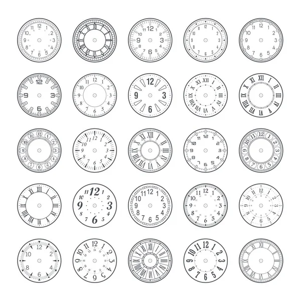 Годинник Обличчі Римськими Сучасними Цифрами Редагований Штрих — стоковий вектор