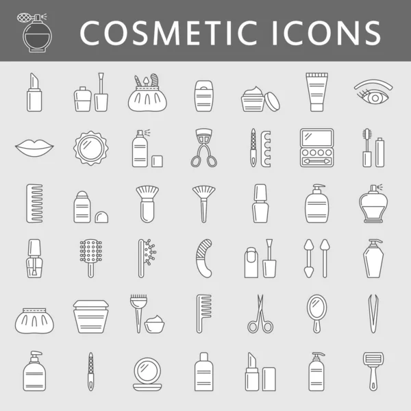 Conjunto Iconos Cosméticos Contorno Simple Con Relleno Carrera Editable — Vector de stock