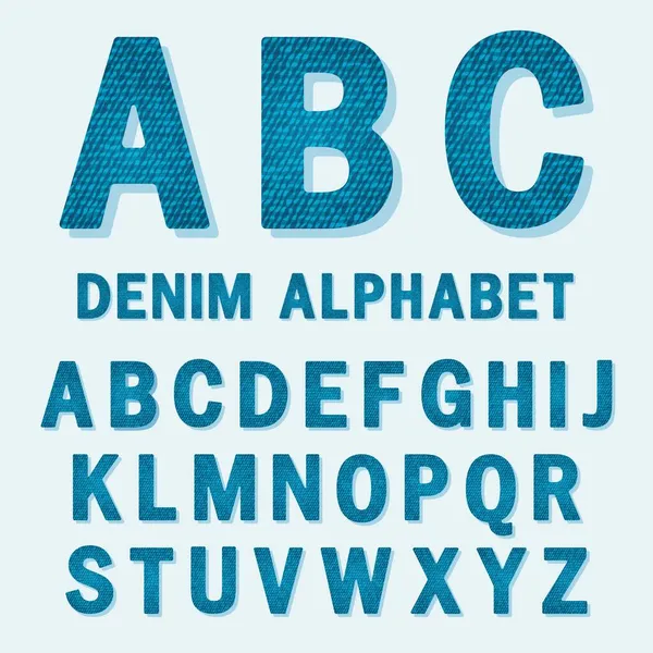 English Alphabet Capital Letters Denim Texture — Stock Vector