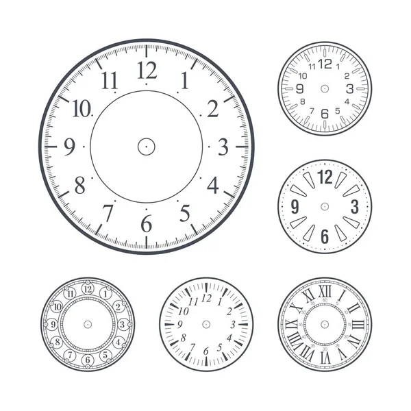 ローマ数字と現代数字 編集可能なストロークで設定された時計の顔 ストックベクター