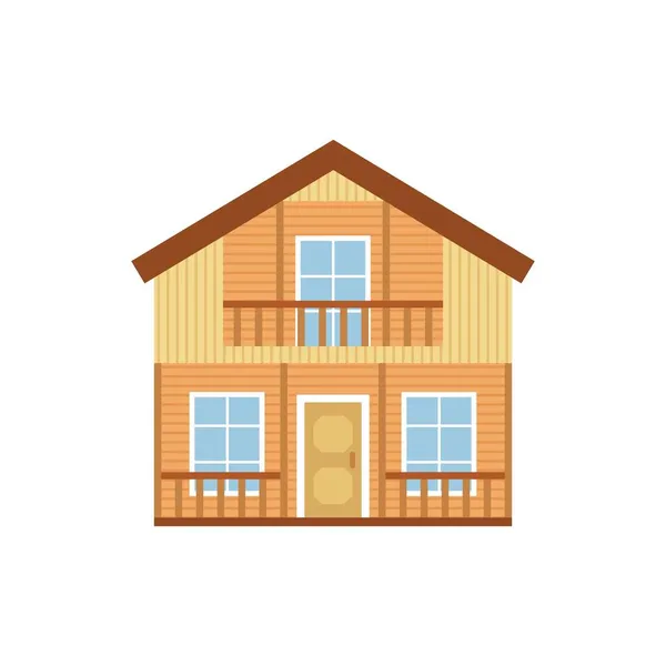 详细的农舍或乡村住宅 带有窗户 门和阳台的家庭立面 免版税图库矢量图片