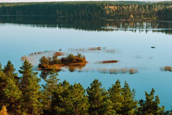 Liten Obebodd Mitt Sjön White Lakajai Labanoras Regionalpark Litauen — Stockfoto