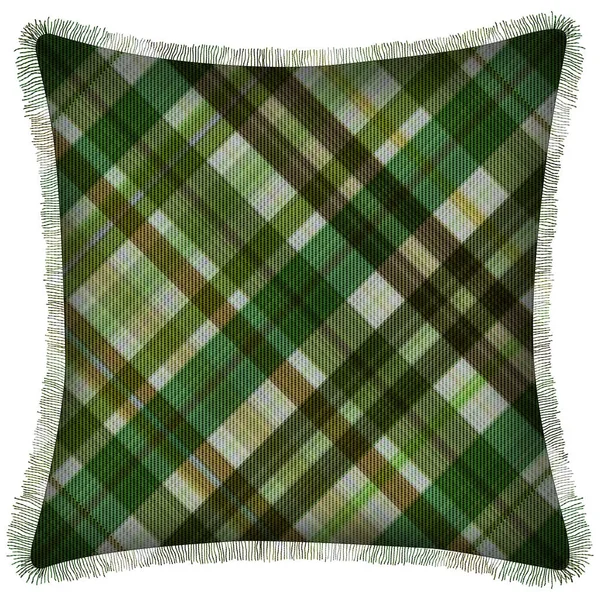 Cushion Isolated Checks Tartan Seamless Repeat Modern Pattern Woven Texture — Stock Photo, Image