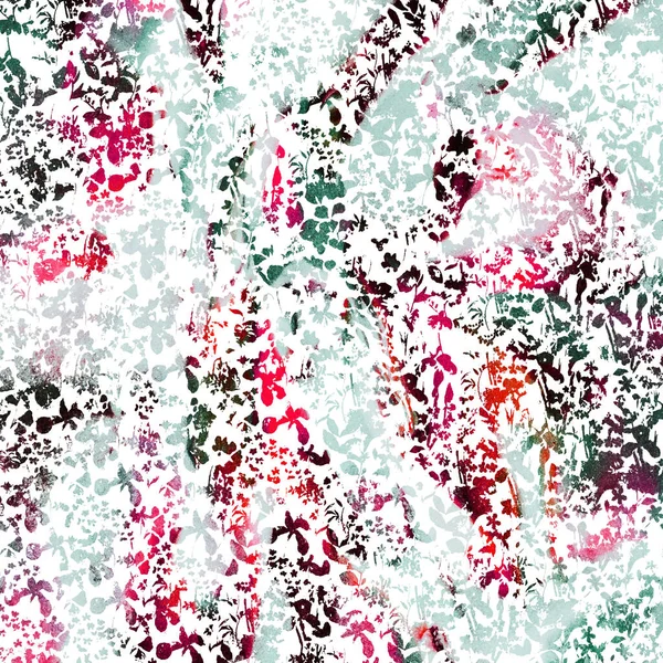 高清晰度花卉水彩画重复隔离在创造性纹理表面 — 图库照片