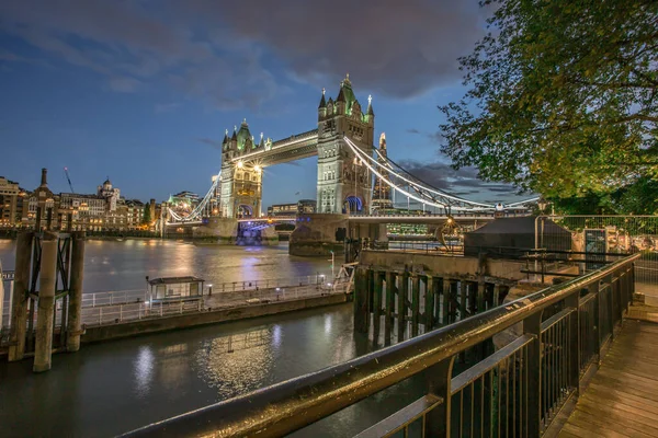 Iconic Tower Bridge London View Illuminated Tower Bridge Skyline London Stock Image