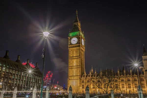 Big Ben Och Westminster Skymningen London Big Ben Och Houses — Stockfoto