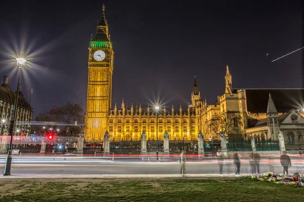 Big Ben Och Westminster Skymningen London Big Ben Och Houses — Stockfoto