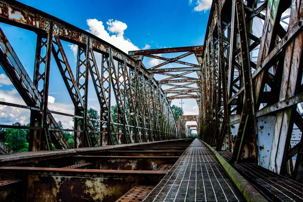 Alte Eiserne Eisenbahnbrücke Polen — Stockfoto