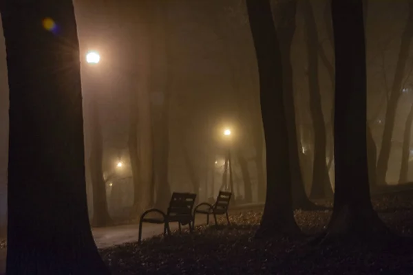 夜间摄影城公园 — 图库照片