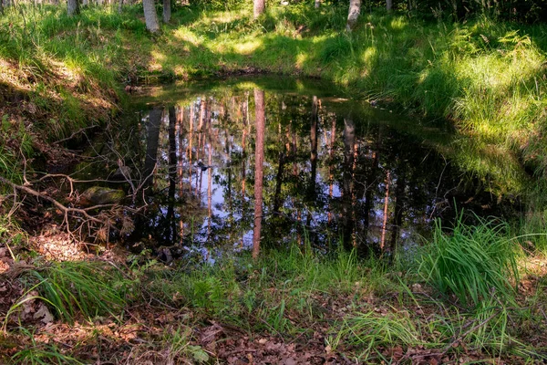 Jezero Výhledem Mraky — Stock fotografie