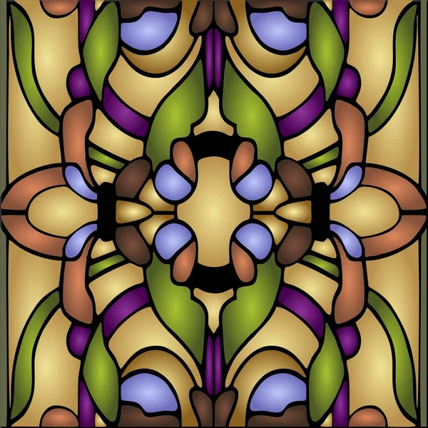 Stained Glass Flowers Vector Abstract Art Line Spring Rose — Wektor stockowy