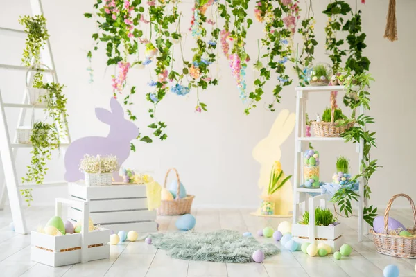 Backdrop for photo studio with easter design for kids and family photo sessions. Happy Easter — Stock Photo, Image