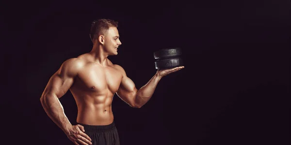 Makt Styrka Utmärkt Kropp Bodybuilding Sport Koncept Ung Stilig Muskulös — Stockfoto
